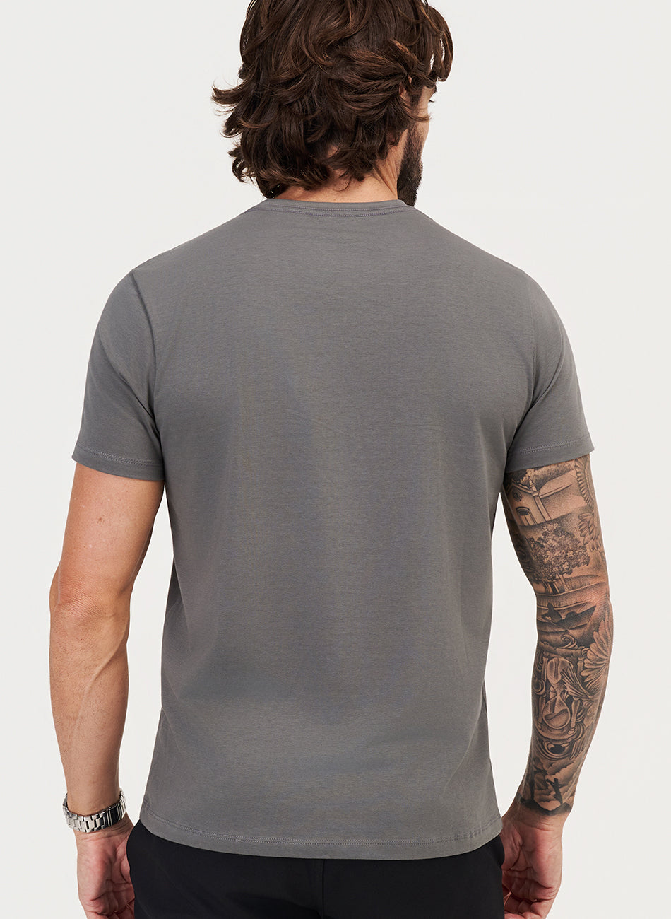 Kit 3 - Camiseta Algodão Egípcio - Branca/Preta/Cinza
