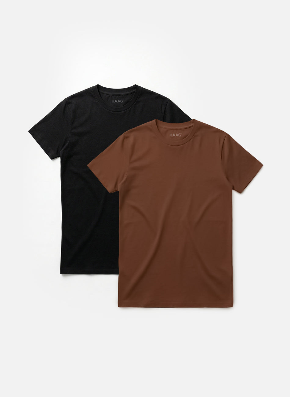 Kit 2 - Camiseta Algodão Egípcio - Preto/Chocolate