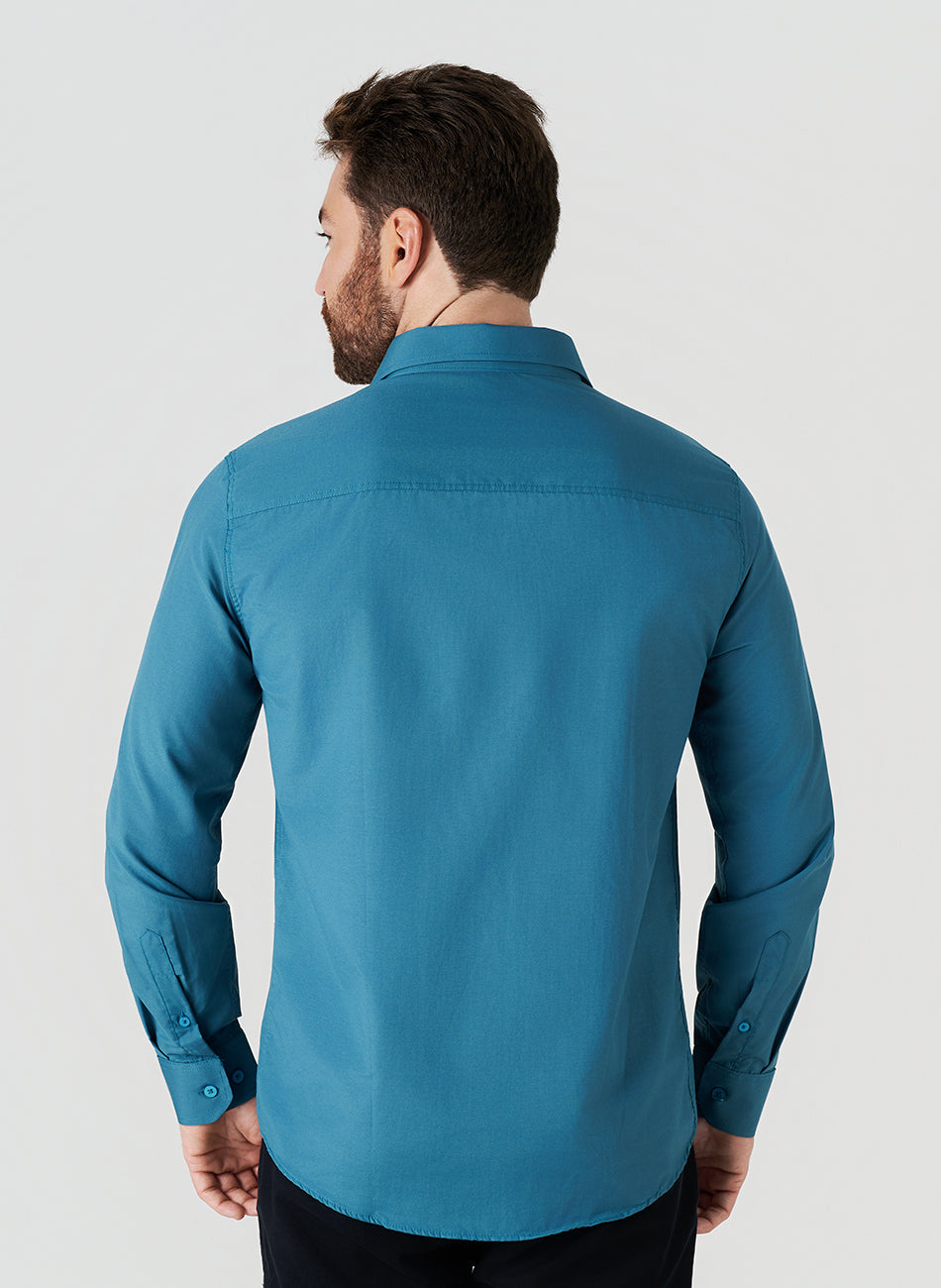 Camisa Passa Fácil Manga Longa - Petroleo