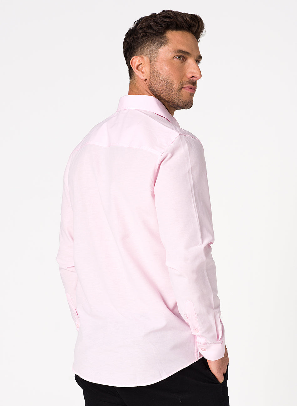 Camisa Passa Fácil Manga Longa  - Rosa - Rosa | Haag
