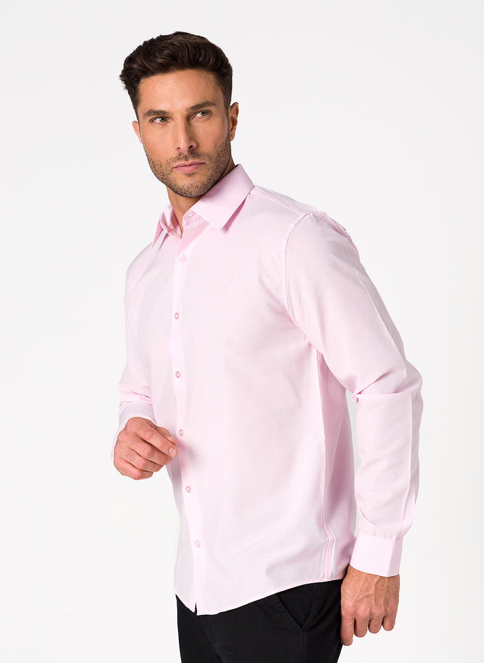 Camisa Passa Fácil Manga Longa  - Rosa - Rosa | Haag
