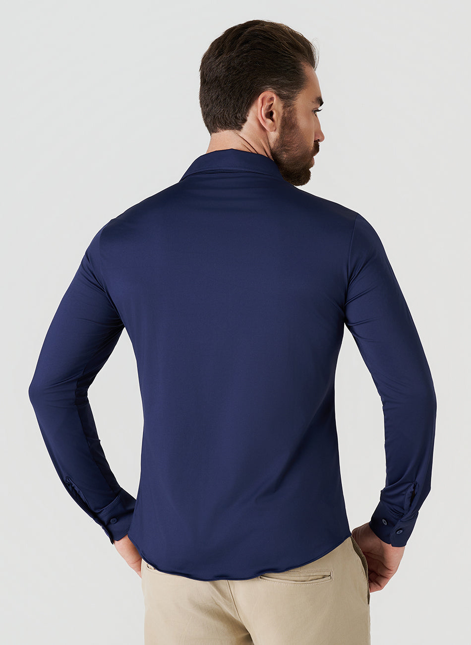 Camisa Tech  - Não precisa passar - Marinho - Azul Marinho - Foto 2 | Haag