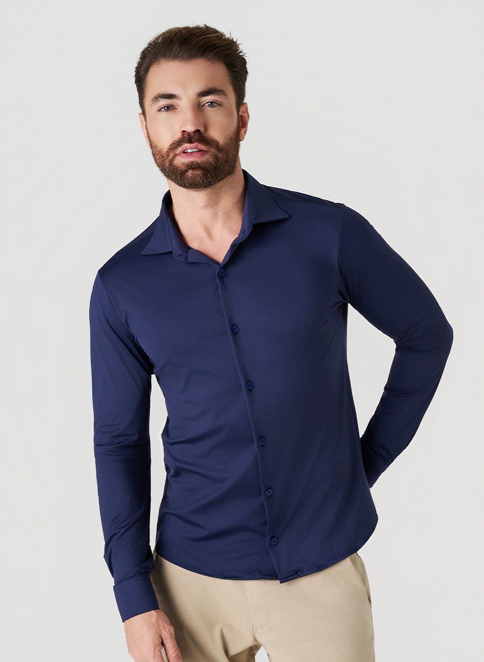 Kit 2 - Camisa Tecnológica - Branca/Azul Marinho