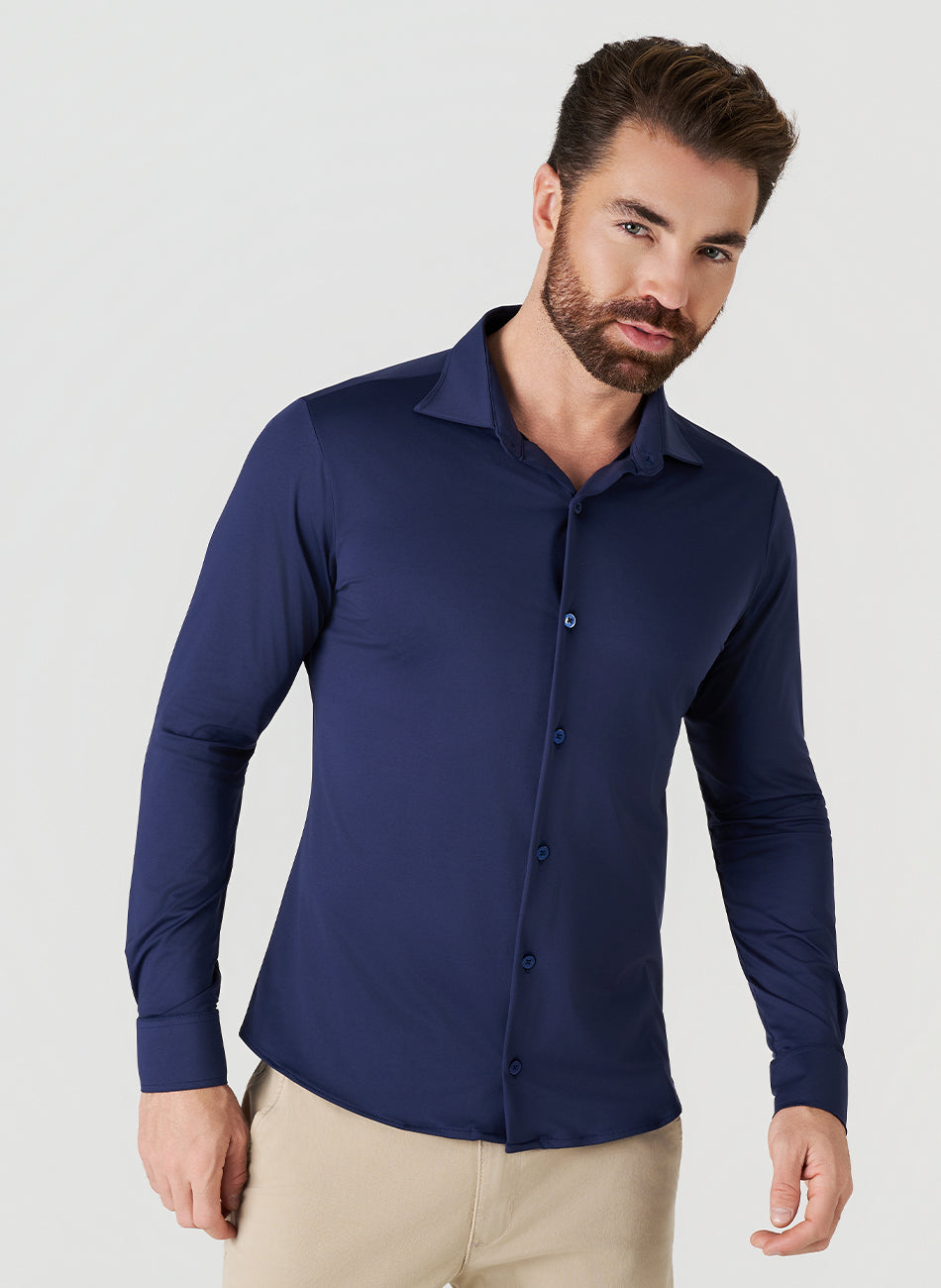 Camisa Tecnológica - Não precisa passar - Marinho