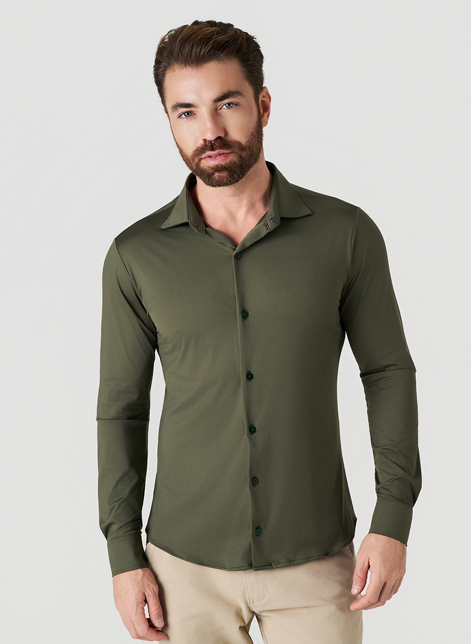 Camisa Tech - Não Precisa Passar - Verde Militar | Haag