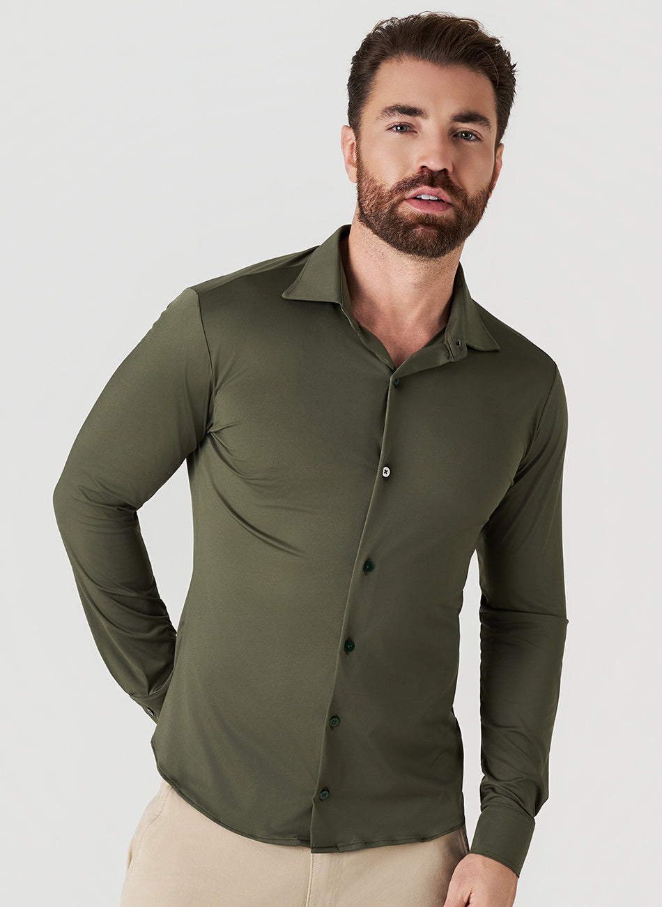 Camisa Tech - Não precisa passar - Verde Militar