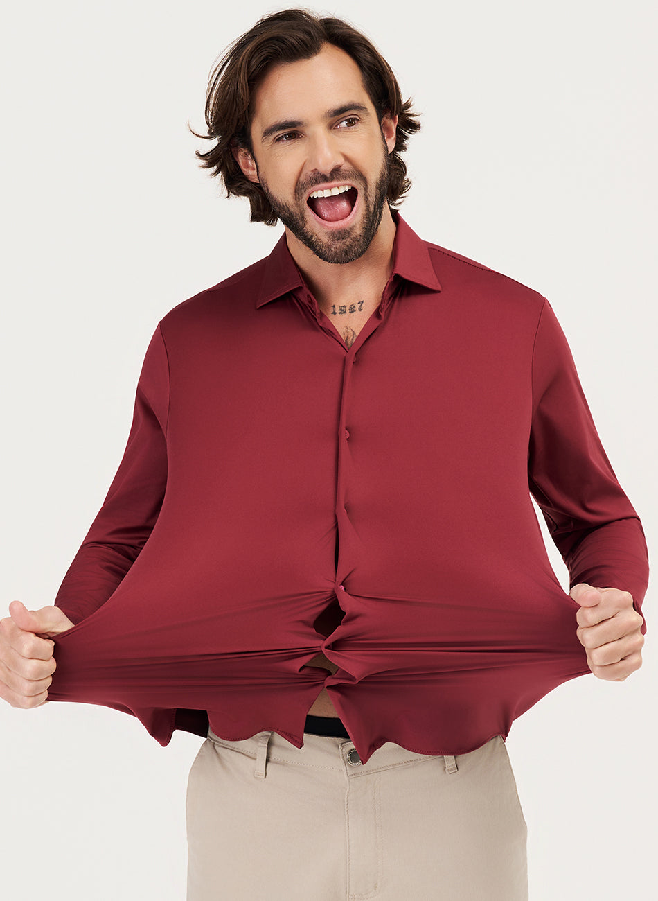 Camisa Tecnológica - Não precisa passar - Vinho