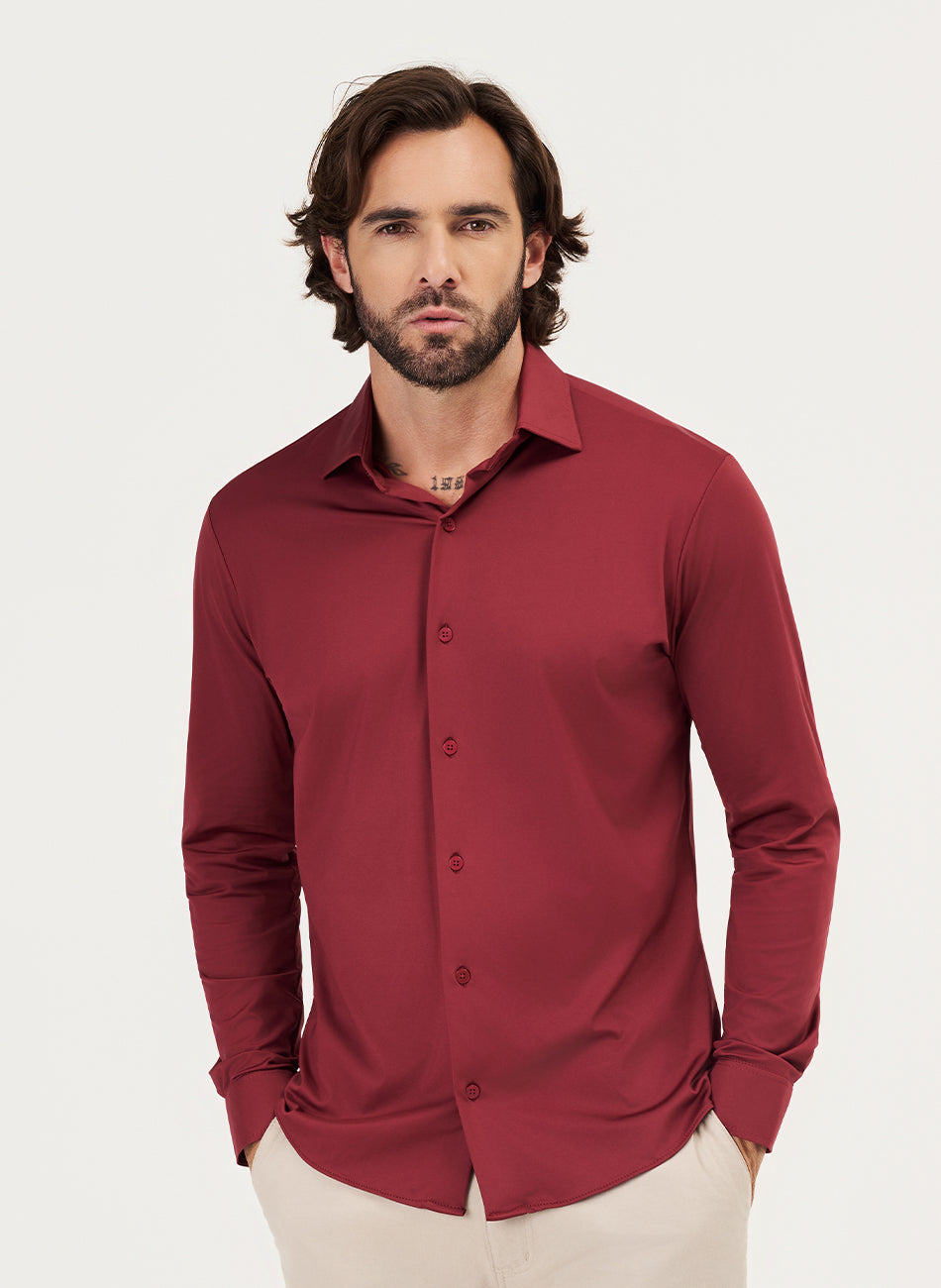 Camisa Tecnológica - Não precisa passar - Vinho